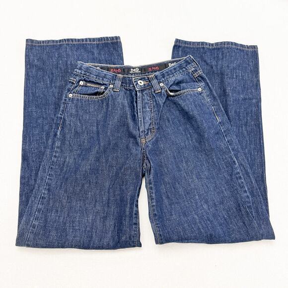 Dolce & Gabbana Wide Leg Denim Jeans Button Fly Dark Wash Size 27 - Picture 7 of 9